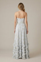 Elspeth evening halter V-neck front-slit maxi dress, back view