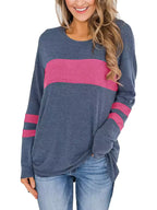 Emma Gray geometric colorblock tunic top with long sleeves, relaxed fit, and asymmetrical hem