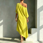 Emmeline one-shoulder draped knot midi dress, view 6