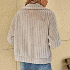 Faunette Fluffy Zip-Up Lapel Cardigan, styled view