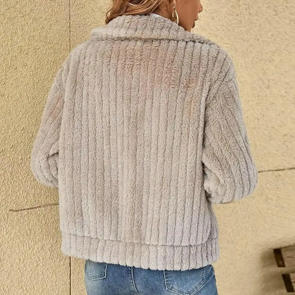 Faunette Fluffy Zip-Up Lapel Cardigan, styled view