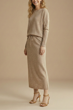 Faustine knitted midi skirt two-piece set, view 3