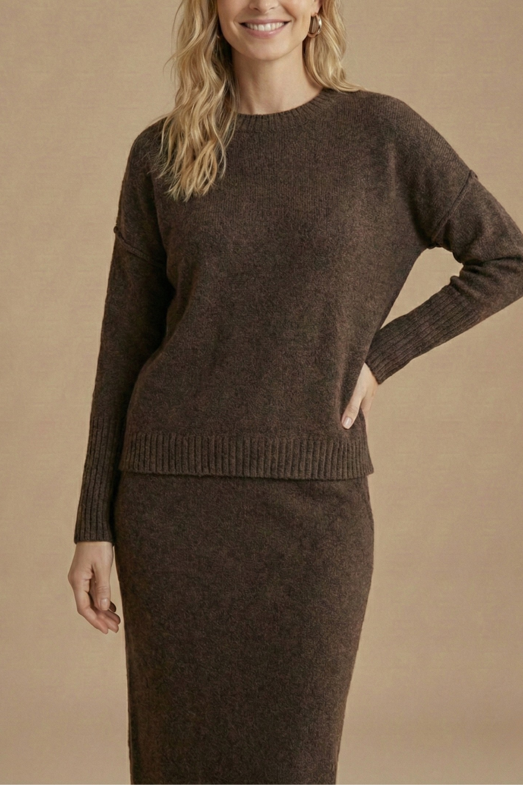 Faustine knitted midi skirt two-piece set, view 6