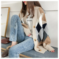 Fernanda Puff-Sleeve Oversized Cardigan, Khaki, front view