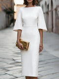 Filippa bell-sleeve round-neck midi dress, view 1