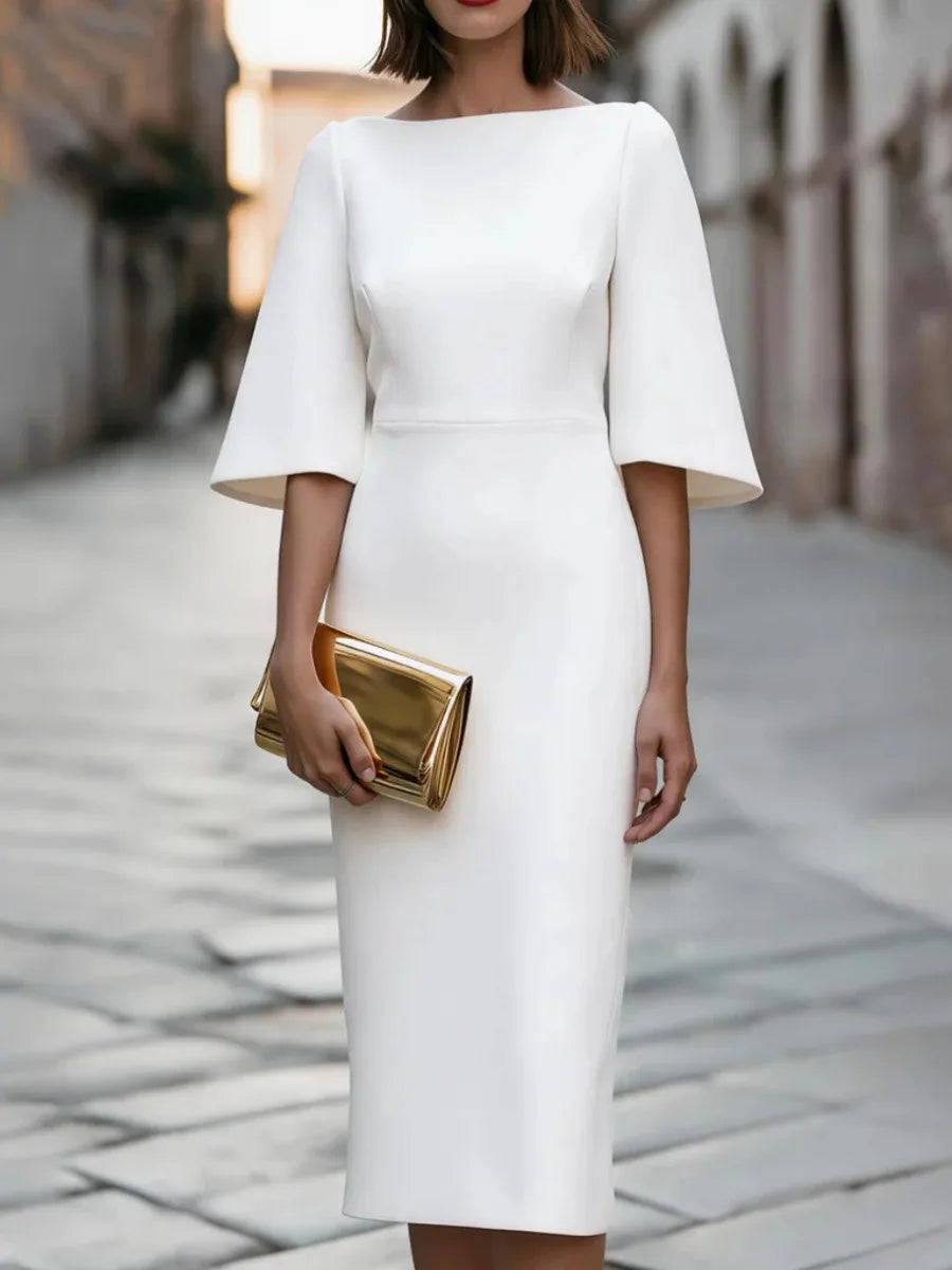 Filippa bell-sleeve round-neck midi dress, view 1