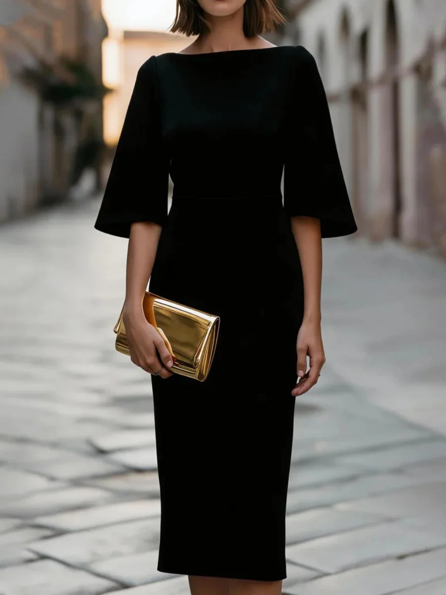 Filippa bell-sleeve round-neck midi dress, view 2