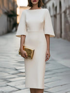 Filippa bell-sleeve round-neck midi dress, view 4