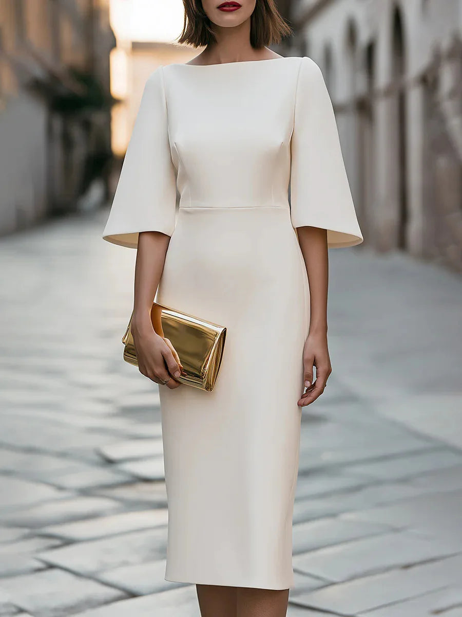 Filippa bell-sleeve round-neck midi dress, view 4