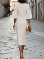 Filippa bell-sleeve round-neck midi dress, view 5