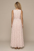 Fiorella evening polka-dot V-neck maxi dress, back view