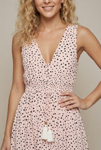 Fiorella evening polka-dot V-neck maxi dress, detail view