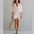 Fiorenza V-neck tunic mini dress, view 3