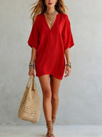 Fiorenza V-neck tunic mini dress, view 5