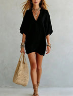 Fiorenza V-neck tunic mini dress, view 7