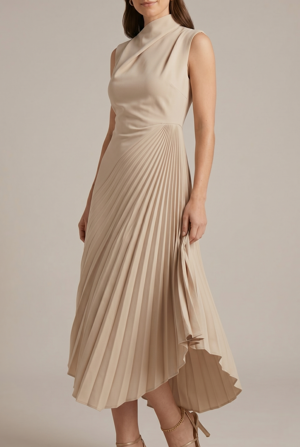 Isabela Maxi Dress Mock Pleated Sleeveless
