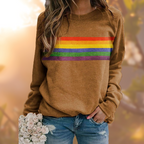 Gemma Striped Crew Neck Sweater, Brown