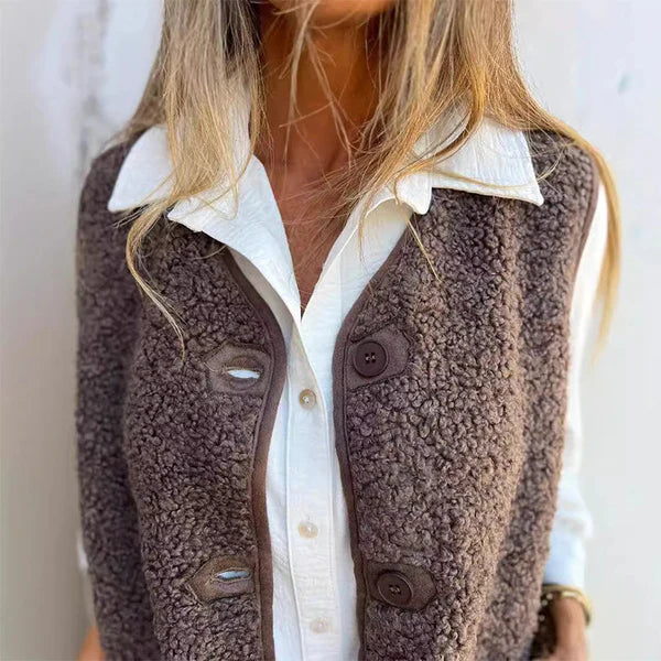 Genevieve Button-Front Vest, detail view