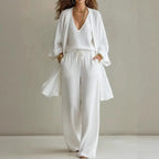 Genoveva linen cardigan three-piece lounge set, view 1