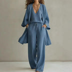 Genoveva linen cardigan three-piece lounge set, view 3