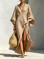 Guinevere batwing V-neck high-slit maxi dress, view 6