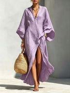 Guinevere batwing V-neck high-slit maxi dress, view 8