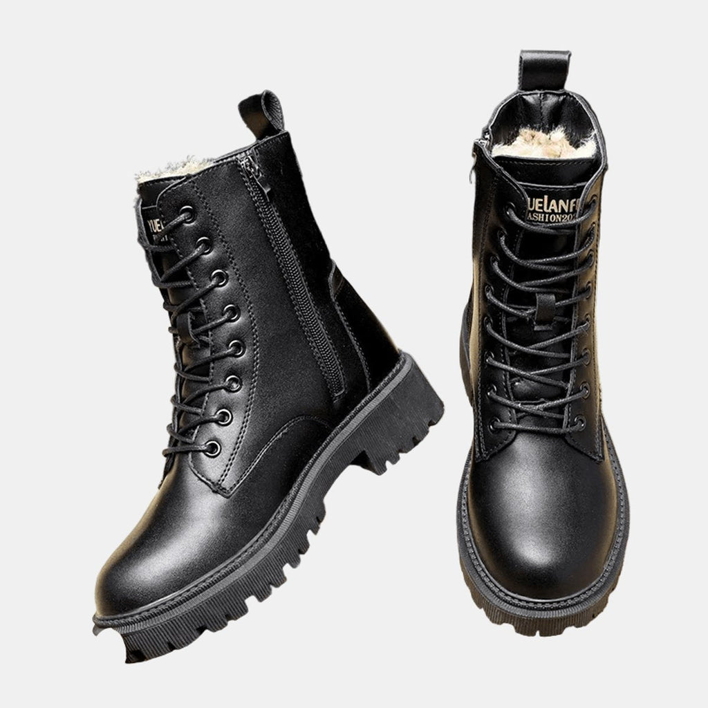 Harlow faux leather fleece-lined combat ankle boots, detail view