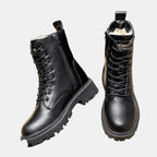 Harlow faux leather fleece-lined combat ankle boots, detail view