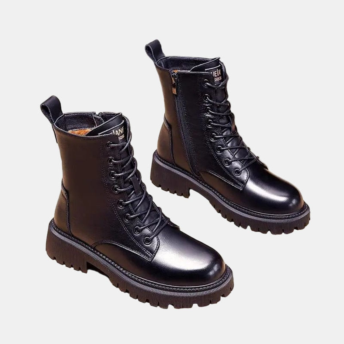 Harlow faux leather fleece-lined combat ankle boots, sole view