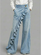 Harlow wide-leg ruffle denim jeans, view 2