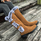 Harriet Faux-Fur Buckle Knee High Boots, detail view
