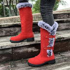 Harriet Faux-Fur Buckle Knee High Boots, side view