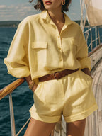 Henrietta long sleeve shirt and shorts set, view 3