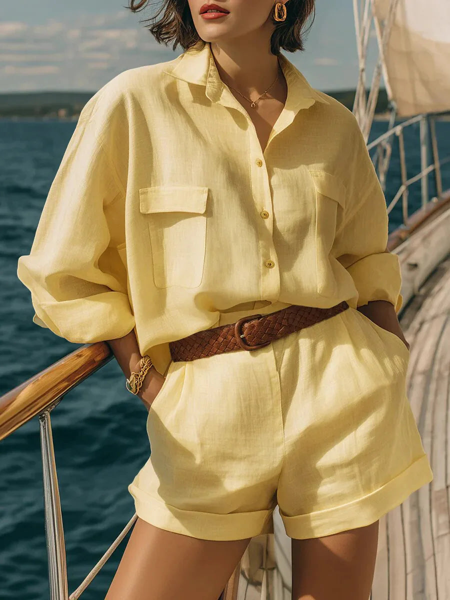 Henrietta long sleeve shirt and shorts set, view 3