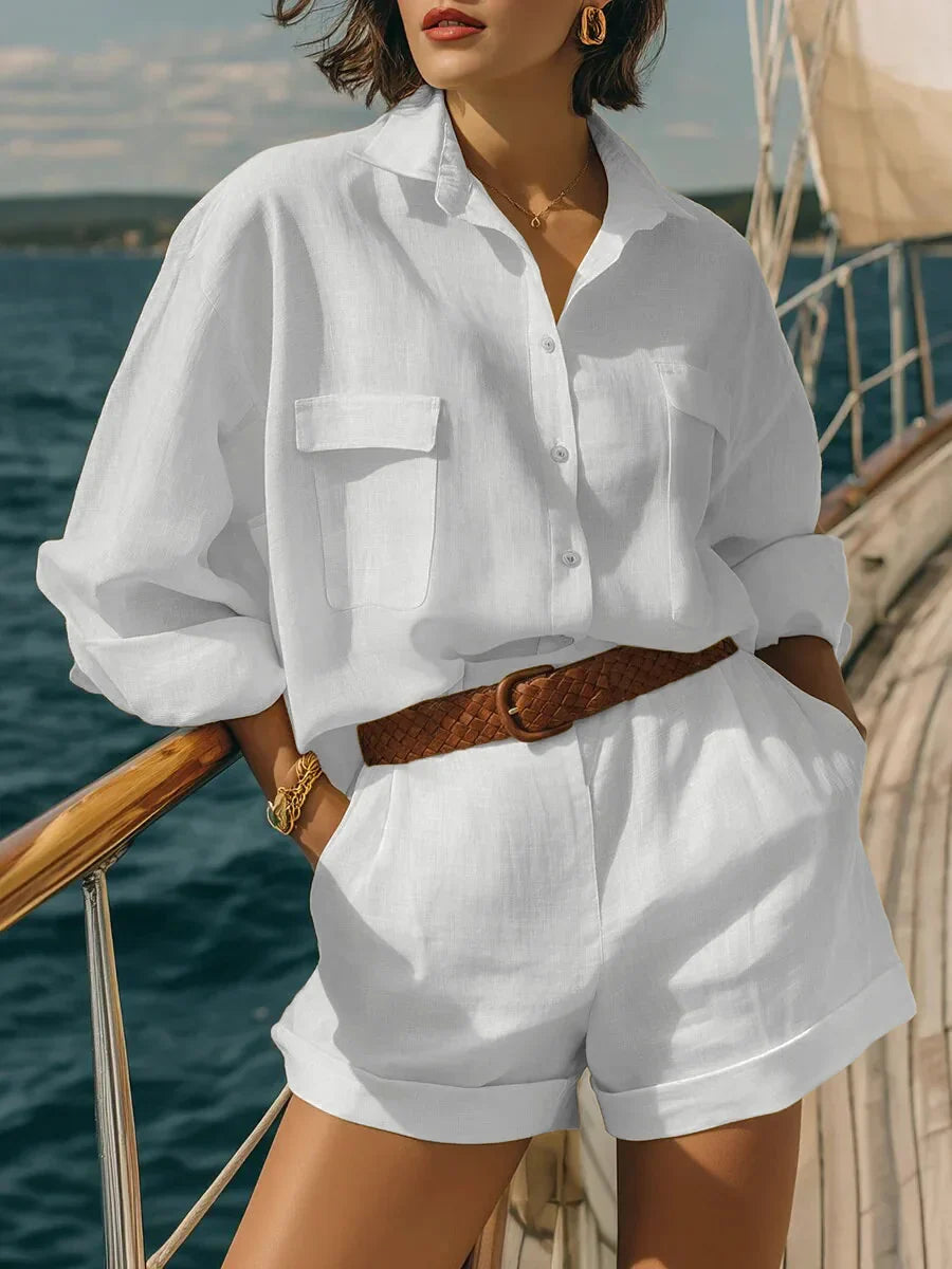 Henrietta long sleeve shirt and shorts set, view 4