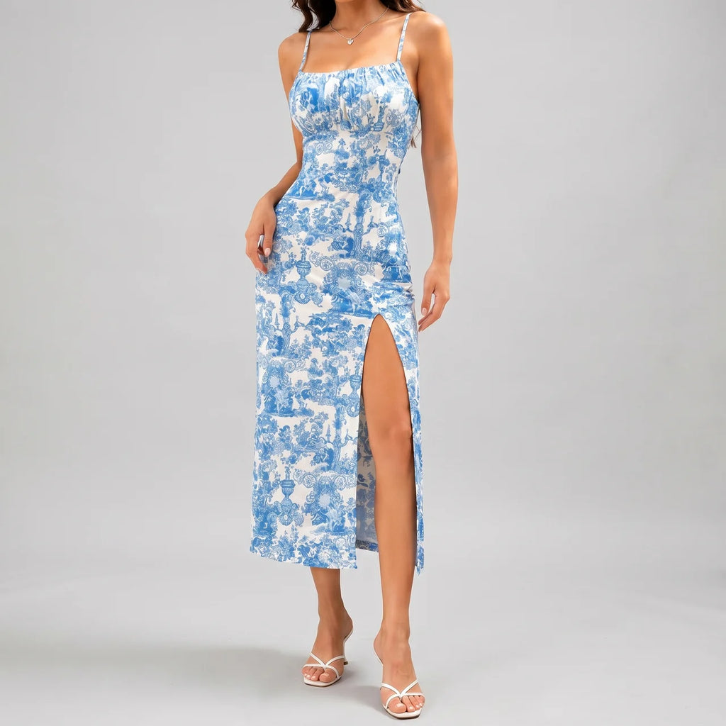 Amelia Floral Spaghetti Strap Split Maxi Dress
