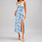 Amelia Floral Spaghetti Strap Split Maxi Dress
