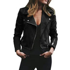 Front view of the Ingeborg Jacket Suede Cropped in black, featuring a wide lapel collar, asymmetric zip-front closure, long sleeves, silver-tone hardware, and a fitted cropped silhouette. Designed by Bella Hudson.