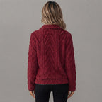 Back view of the Ingrid Pullover Fleece Half-Zip in Red, featuring a cozy fleece fabric, long sleeves, and a relaxed fit.