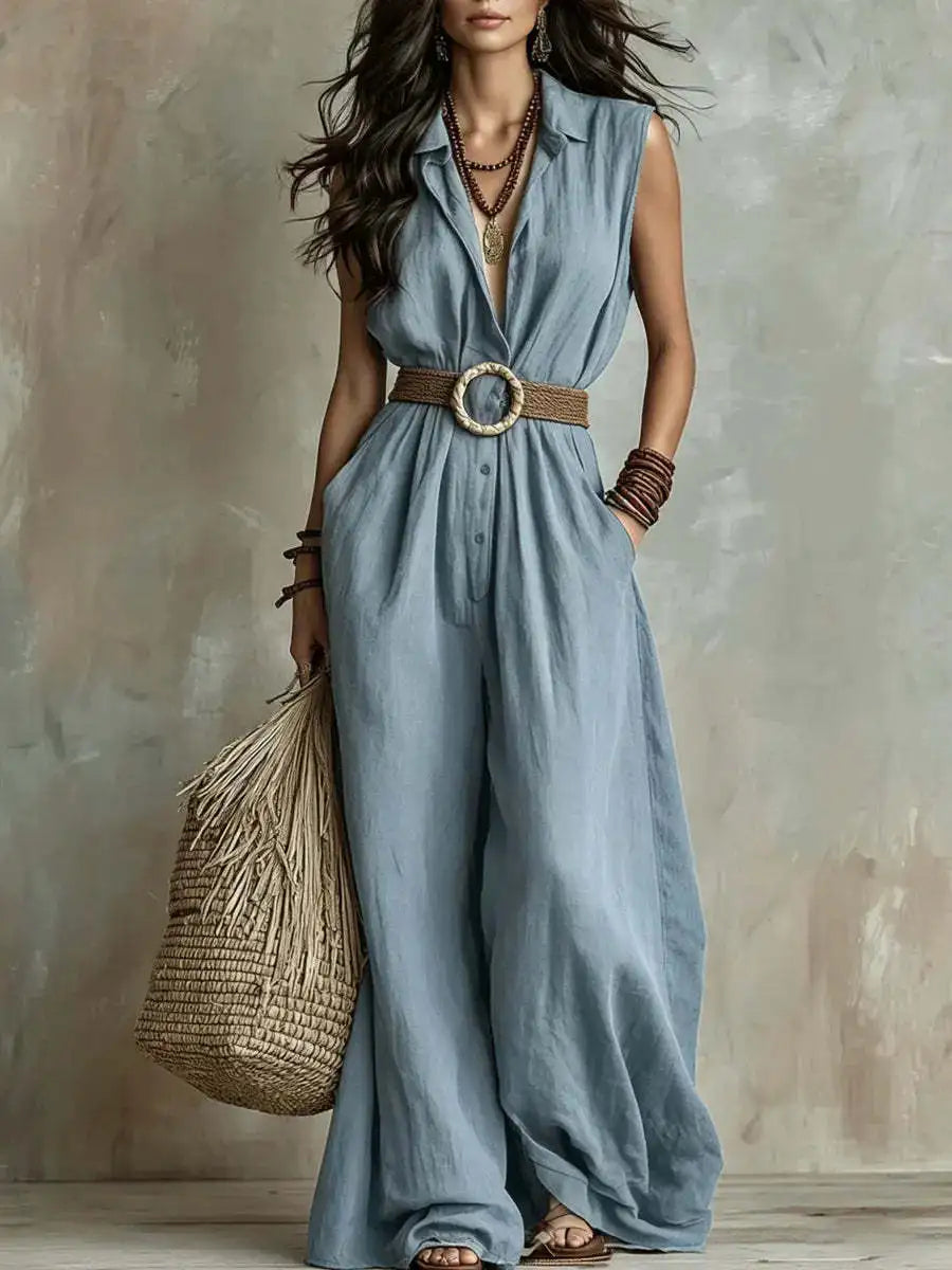 Isadora collared wide-leg jumpsuit, view 1