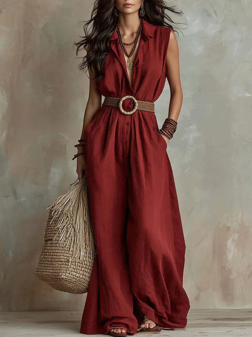 Isadora collared wide-leg jumpsuit, view 2