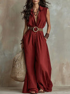Isadora collared wide-leg jumpsuit, view 2