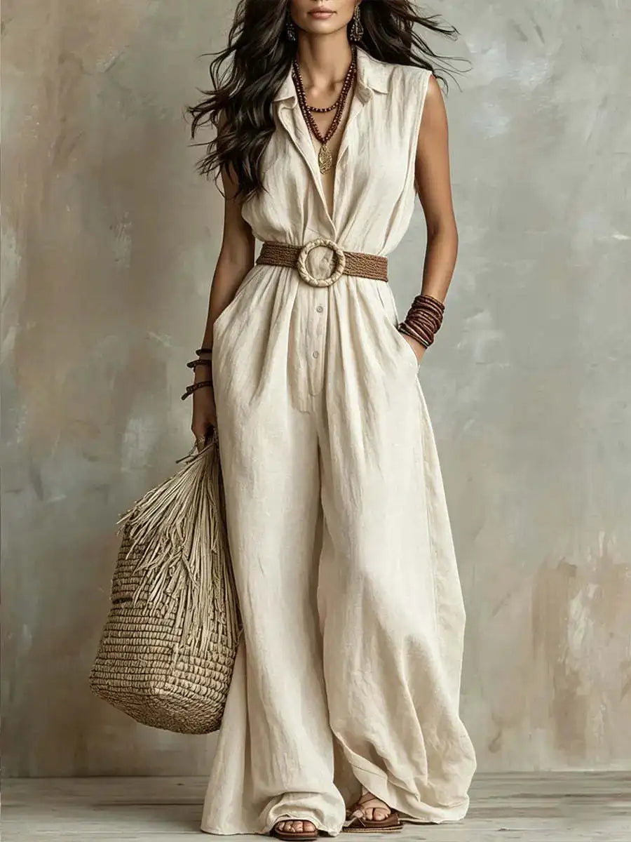 Isadora collared wide-leg jumpsuit, view 3