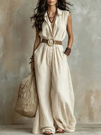 Isadora collared wide-leg jumpsuit, view 3