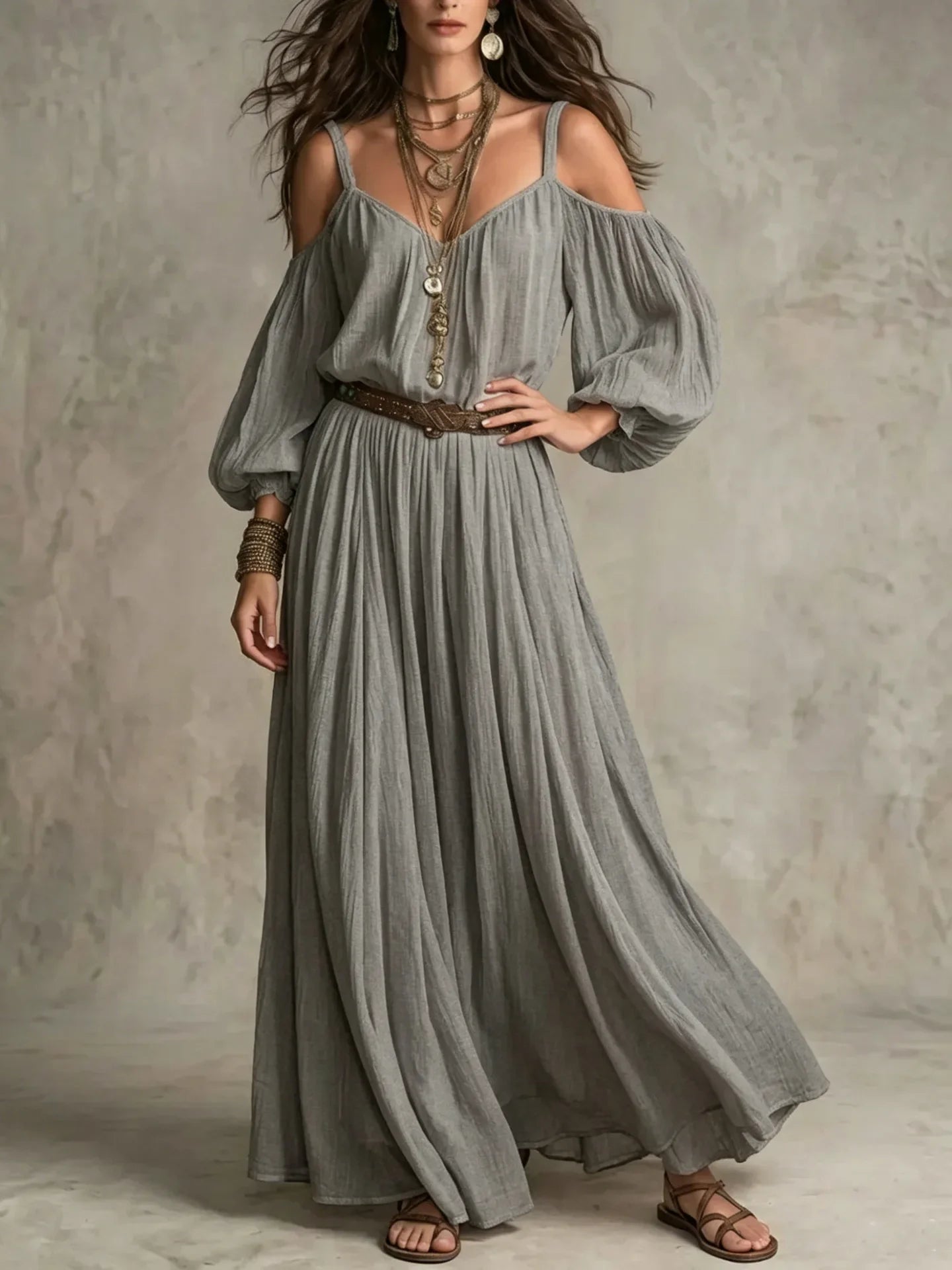 Josephina off-shoulder puff-sleeve maxi dress, view 2