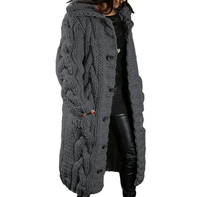 Josephine Wide-Fit Knit Cardigan, Dark Gray