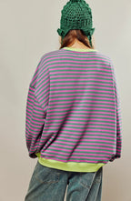 Josie Oversized Striped Pullover Sweater, back view