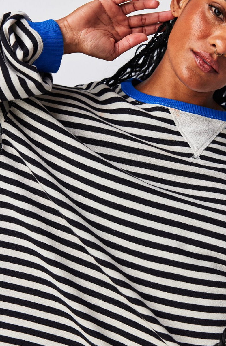 Josie Oversized Striped Pullover Sweater, cuff view