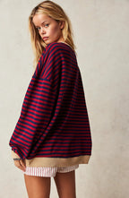 Josie Oversized Striped Pullover Sweater, detail view