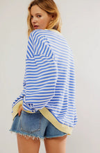 Josie Oversized Striped Pullover Sweater, lifestyle view